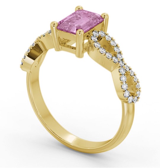 Solitaire 1.35ct Pink Sapphire and Diamond 9K Yellow Gold Ring with Channel Set Side Stones GEM94_YG_PS_THUMB1
