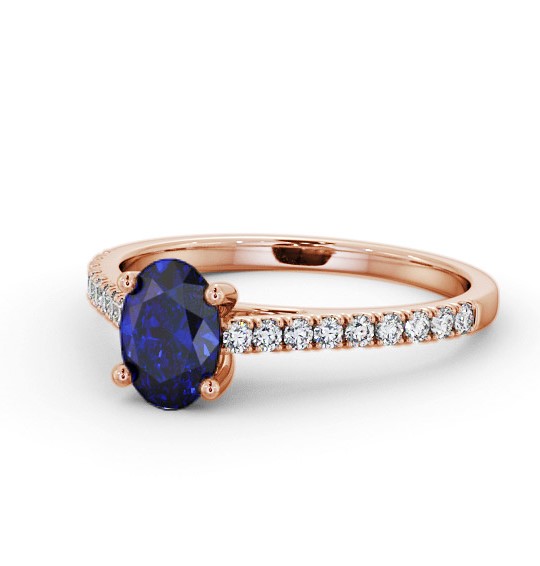 Solitaire 1.35ct Blue Sapphire and Diamond 18K Rose Gold Ring with Channel Set Side Stones GEM95_RG_BS_THUMB2 