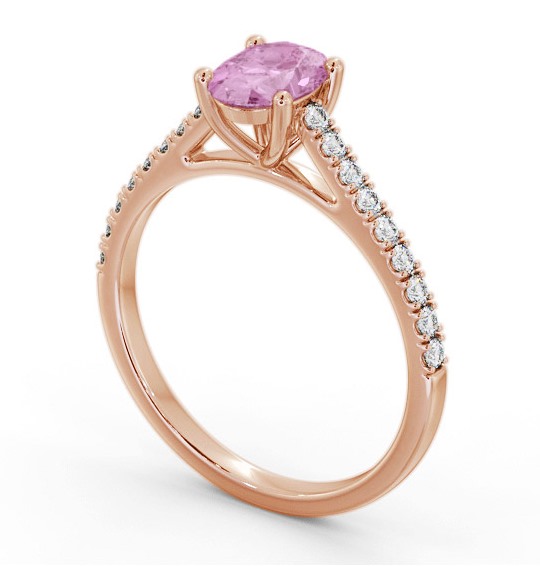 Solitaire 1.35ct Pink Sapphire and Diamond 18K Rose Gold Ring with Channel Set Side Stones GEM95_RG_PS_THUMB1 