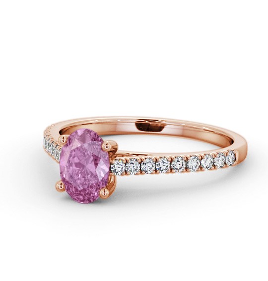 Solitaire 1.35ct Pink Sapphire and Diamond 18K Rose Gold Ring with Channel Set Side Stones GEM95_RG_PS_THUMB2 