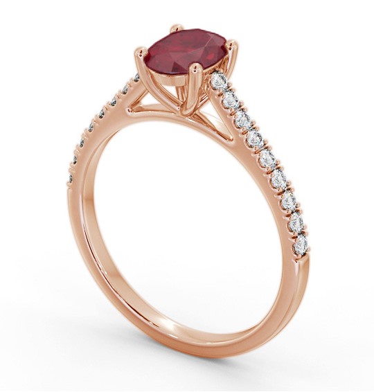 Solitaire 1.35ct Ruby and Diamond 18K Rose Gold Ring with Channel Set Side Stones GEM95_RG_RU_THUMB1 