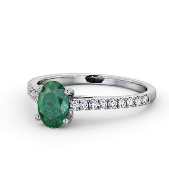 Solitaire 1.35ct Emerald and Diamond Platinum Ring with Channel Set Side Stones GEM95_WG_EM_THUMB2 