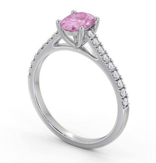 Solitaire 1.20ct Pink Sapphire and Diamond 9K White Gold Ring with Channel Set Side Stones GEM95_WG_PS_THUMB1