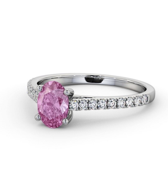  Solitaire Pink Sapphire and Diamond 18K White Gold Ring With Side Stones- Elisa GEM95_WG_PS_THUMB2 