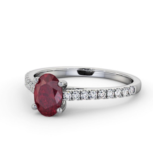 Solitaire 1.20ct Ruby and Diamond 9K White Gold Ring with Channel Set Side Stones GEM95_WG_RU_THUMB2 