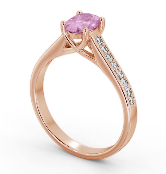 Solitaire 1.35ct Pink Sapphire and Diamond 18K Rose Gold Ring with Channel Set Side Stones GEM96_RG_PS_THUMB1 