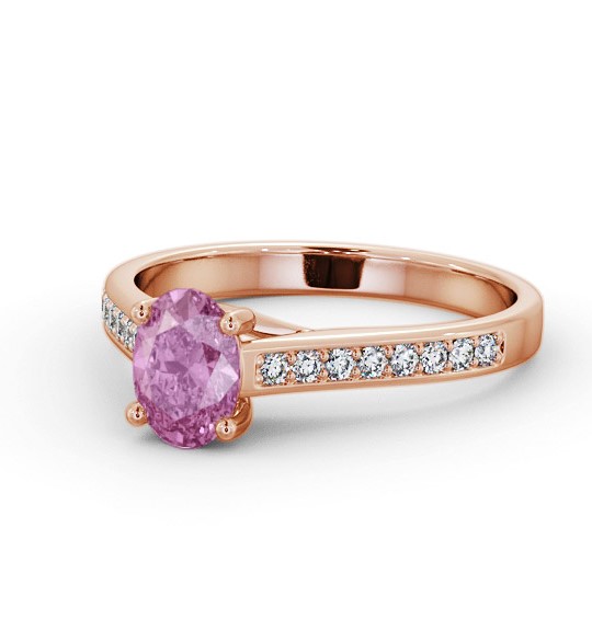 Solitaire 1.35ct Pink Sapphire and Diamond 18K Rose Gold Ring with Channel Set Side Stones GEM96_RG_PS_THUMB2 