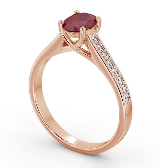 Solitaire 1.35ct Ruby and Diamond 18K Rose Gold Ring with Channel Set Side Stones GEM96_RG_RU_THUMB1 