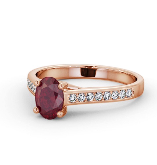 Solitaire 1.35ct Ruby and Diamond 18K Rose Gold Ring with Channel Set Side Stones GEM96_RG_RU_THUMB2 