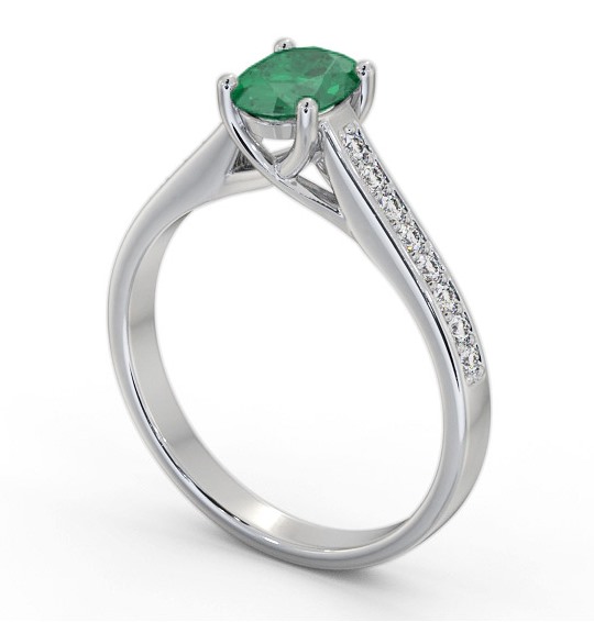 Solitaire 1.35ct Emerald and Diamond Platinum Ring with Channel Set Side Stones GEM96_WG_EM_THUMB1 