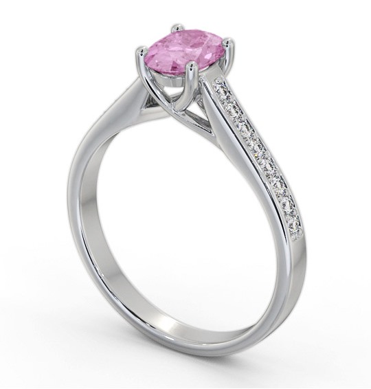  Solitaire Pink Sapphire and Diamond 18K White Gold Ring With Side Stones- Greyson GEM96_WG_PS_THUMB1 