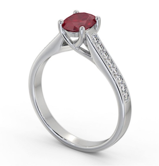 Solitaire 1.35ct Ruby and Diamond 18K White Gold Ring with Channel Set Side Stones GEM96_WG_RU_THUMB1