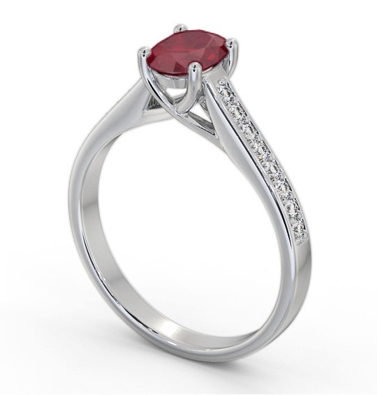 Solitaire 1.15ct Ruby and Diamond 9K White Gold Ring with Channel Set Side Stones GEM96_WG_RU_THUMB1