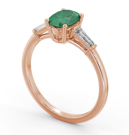 Shoulder Stone Emerald and Diamond 1.15ct Ring 9K Rose Gold GEM97_RG_EM_THUMB1