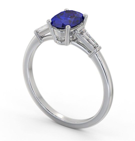 Shoulder Stone Blue Sapphire and Diamond 1.30ct Ring 18K White Gold GEM97_WG_BS_THUMB1 