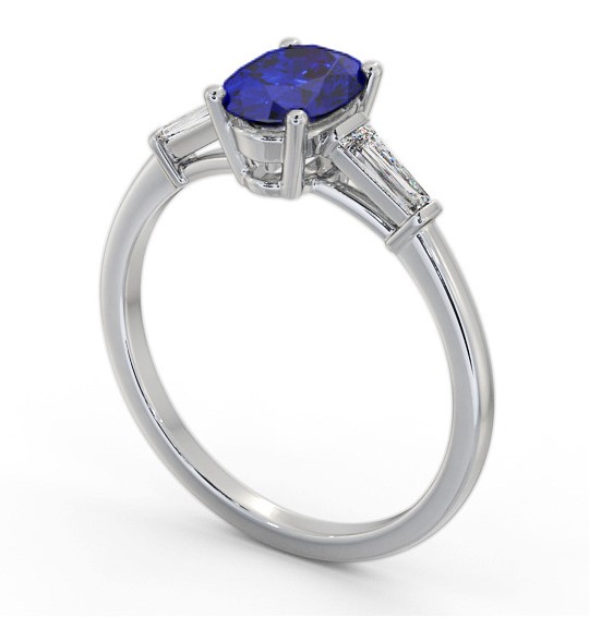 Shoulder Stone Blue Sapphire and Diamond 1.30ct Ring 9K White Gold GEM97_WG_BS_THUMB1