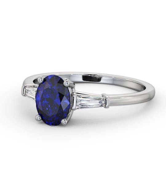 Shoulder Stone Blue Sapphire and Diamond 1.30ct Ring 18K White Gold GEM97_WG_BS_THUMB2 