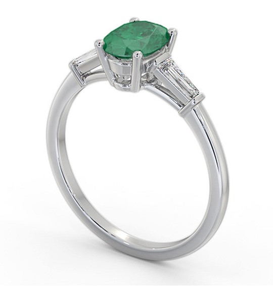 Shoulder Stone Emerald and Diamond 1.15ct Ring Platinum GEM97_WG_EM_THUMB1