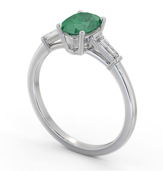 Shoulder Stone Emerald and Diamond 1.15ct Ring 9K White Gold GEM97_WG_EM_THUMB1