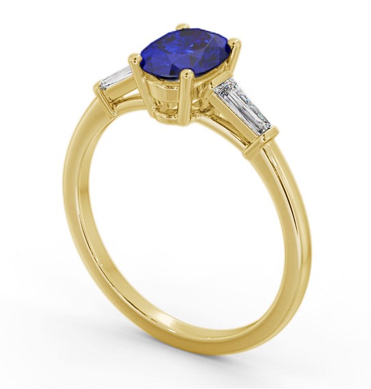 Shoulder Stone Blue Sapphire and Diamond 1.30ct Ring 9K Yellow Gold GEM97_YG_BS_THUMB1