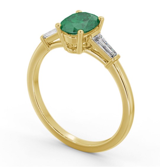 Shoulder Stone Emerald and Diamond 1.15ct Ring 9K Yellow Gold - Abilene GEM97_YG_EM_THUMB1