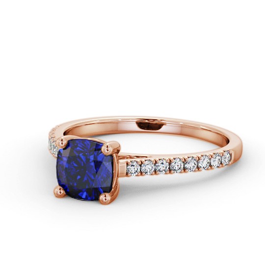 Solitaire 1.35ct Blue Sapphire and Diamond 18K Rose Gold Ring with Channel Set Side Stones GEM98_RG_BS_THUMB2 