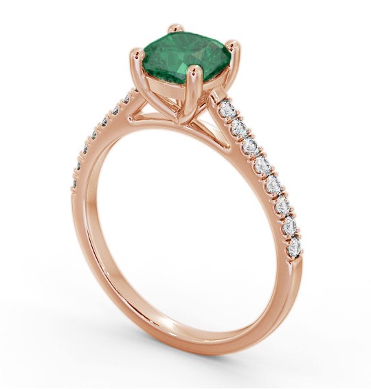 Solitaire 1.35ct Emerald and Diamond 18K Rose Gold Ring with Channel Set Side Stones GEM98_RG_EM_THUMB1