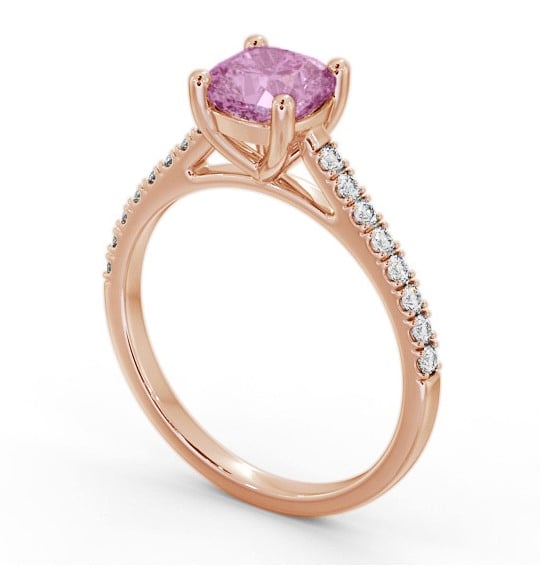 Solitaire 1.35ct Pink Sapphire and Diamond 18K Rose Gold Ring with Channel Set Side Stones GEM98_RG_PS_THUMB1