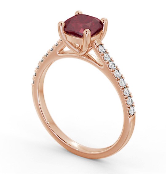 Solitaire 1.35ct Ruby and Diamond 18K Rose Gold Ring with Channel Set Side Stones GEM98_RG_RU_THUMB1