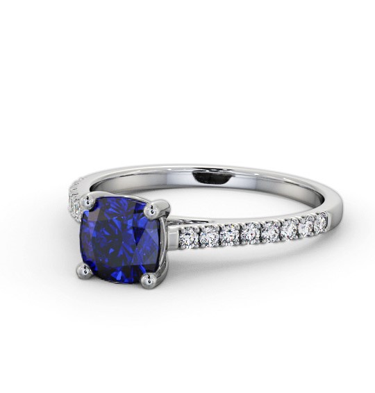 Solitaire 1.35ct Blue Sapphire and Diamond Platinum Ring with Channel Set Side Stones GEM98_WG_BS_THUMB2 