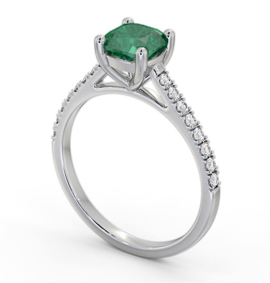 Solitaire 1.35ct Emerald and Diamond Palladium Ring with Channel Set Side Stones GEM98_WG_EM_THUMB1 