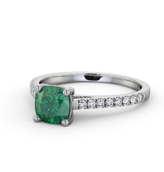 Solitaire 1.35ct Emerald and Diamond Palladium Ring with Channel Set Side Stones GEM98_WG_EM_THUMB2 