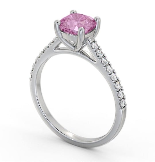 Solitaire 1.35ct Pink Sapphire and Diamond Palladium Ring with Channel Set Side Stones GEM98_WG_PS_THUMB1 