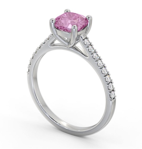 Solitaire 1.35ct Pink Sapphire and Diamond 18K White Gold Ring with Channel Set Side Stones GEM98_WG_PS_THUMB1