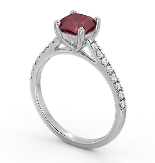 Solitaire 1.45ct Ruby and Diamond 9K White Gold Ring with Channel Set Side Stones GEM98_WG_RU_THUMB1