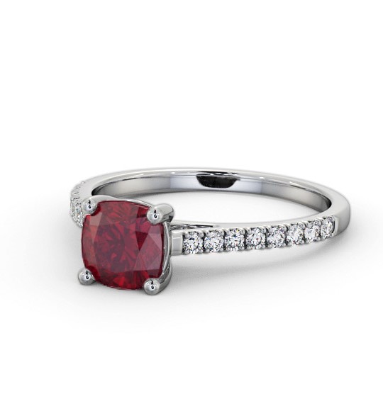 Solitaire 1.35ct Ruby and Diamond 18K White Gold Ring with Channel Set Side Stones GEM98_WG_RU_THUMB2 