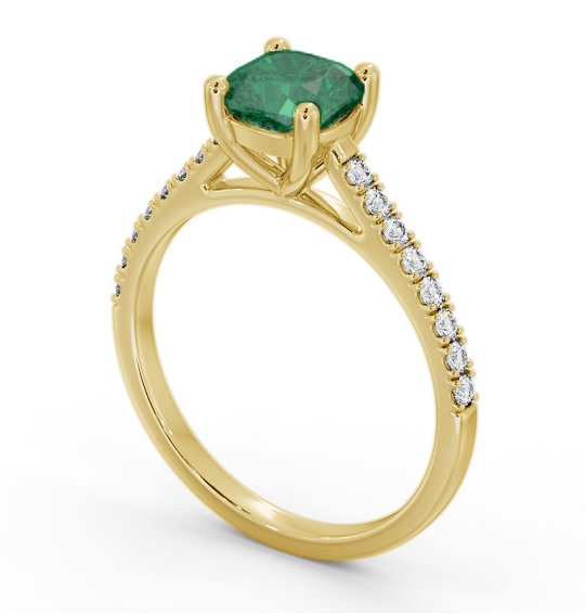 Solitaire 1.35ct Emerald and Diamond 9K Yellow Gold Ring with Channel Set Side Stones GEM98_YG_EM_THUMB1