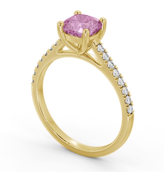 Solitaire 1.35ct Pink Sapphire and Diamond 18K Yellow Gold Ring with Channel Set Side Stones GEM98_YG_PS_THUMB1