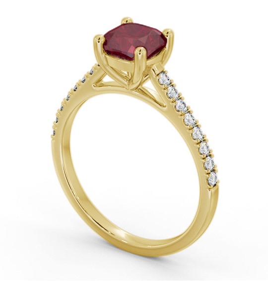 Solitaire 1.35ct Ruby and Diamond 9K Yellow Gold Ring with Channel Set Side Stones GEM98_YG_RU_THUMB1
