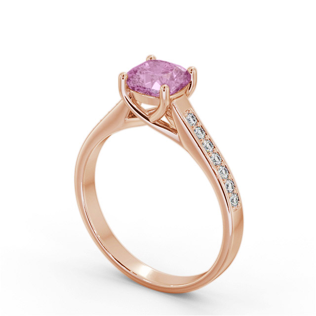 Solitaire Pink Sapphire and Diamond 9K Rose Gold Ring With Side Stones- Bradley GEM99_RG_PS_SIDE