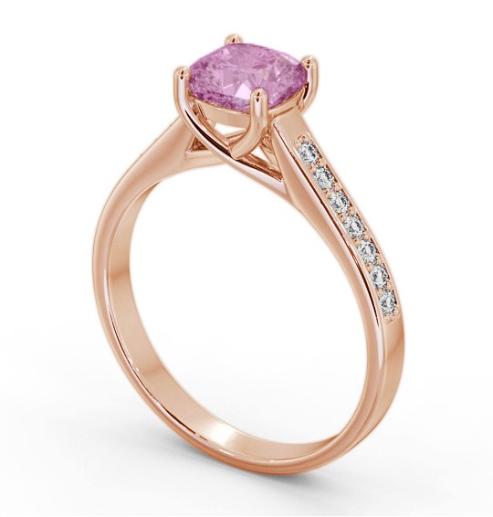 Solitaire 1.35ct Pink Sapphire and Diamond 9K Rose Gold Ring with Channel Set Side Stones GEM99_RG_PS_THUMB1