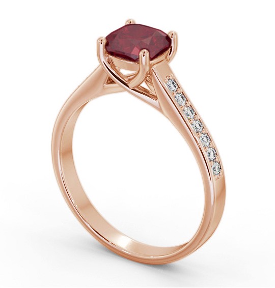 Solitaire 1.35ct Ruby and Diamond 9K Rose Gold Ring with Channel Set Side Stones GEM99_RG_RU_THUMB1