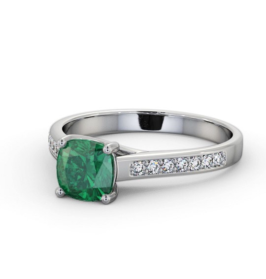 Solitaire 1.35ct Emerald and Diamond Palladium Ring with Channel Set Side Stones GEM99_WG_EM_THUMB2 