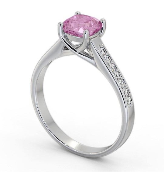 Solitaire 1.45ct Pink Sapphire and Diamond 9K White Gold Ring with Channel Set Side Stones GEM99_WG_PS_THUMB1