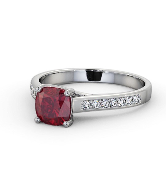 Solitaire 1.35ct Ruby and Diamond 18K White Gold Ring with Channel Set Side Stones GEM99_WG_RU_THUMB2 
