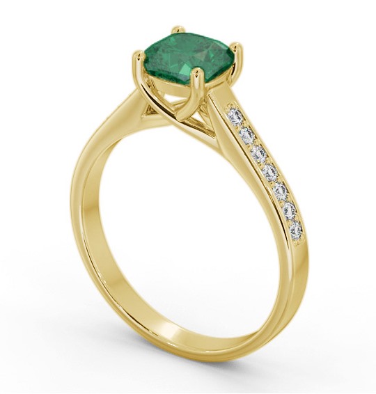 Solitaire 1.35ct Emerald and Diamond 9K Yellow Gold Ring with Channel Set Side Stones GEM99_YG_EM_THUMB1