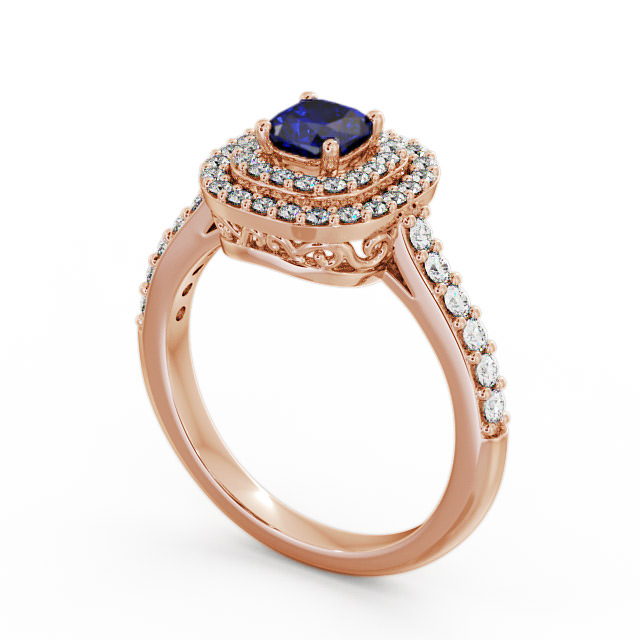 Cluster Blue Sapphire and Diamond 1.24ct Ring 18K Rose Gold - Bellini GEM9_RG_BS_SIDE