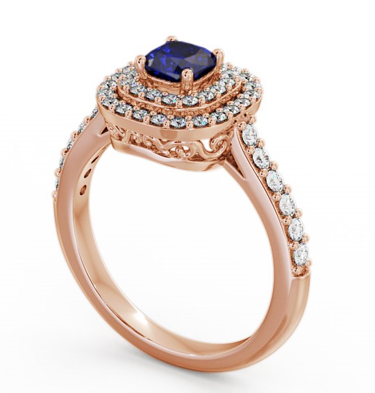 Cluster Blue Sapphire and Diamond 1.24ct Ring 9K Rose Gold GEM9_RG_BS_THUMB1