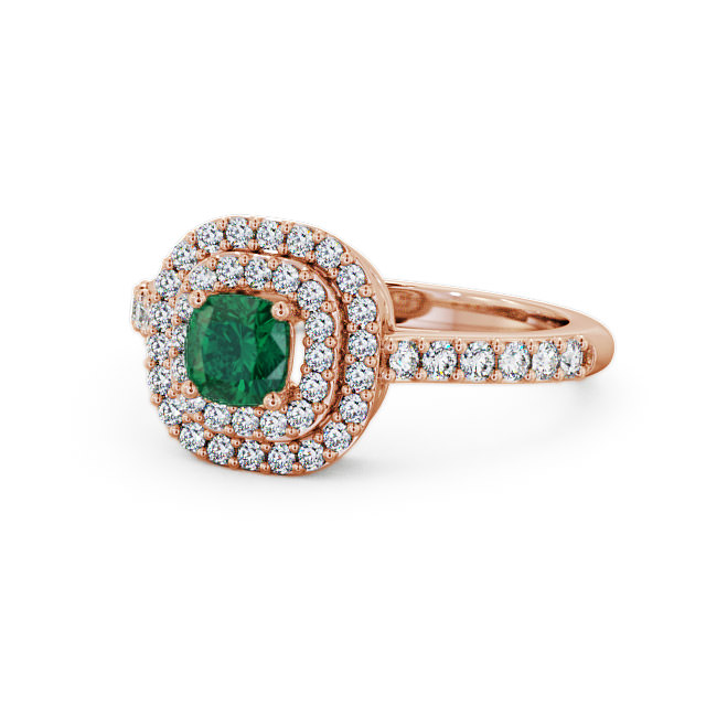 Cluster Emerald and Diamond 1.09ct Ring 18K Rose Gold - Bellini GEM9_RG_EM_FLAT