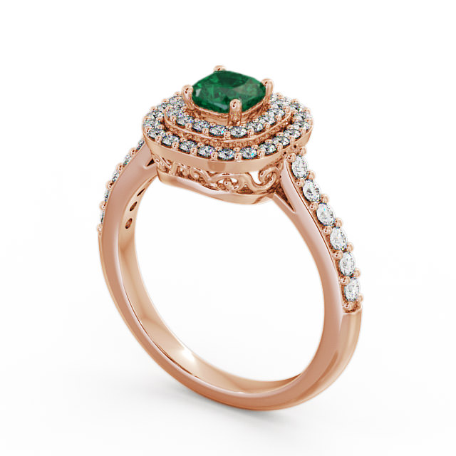 Cluster Emerald and Diamond 1.09ct Ring 9K Rose Gold - Bellini